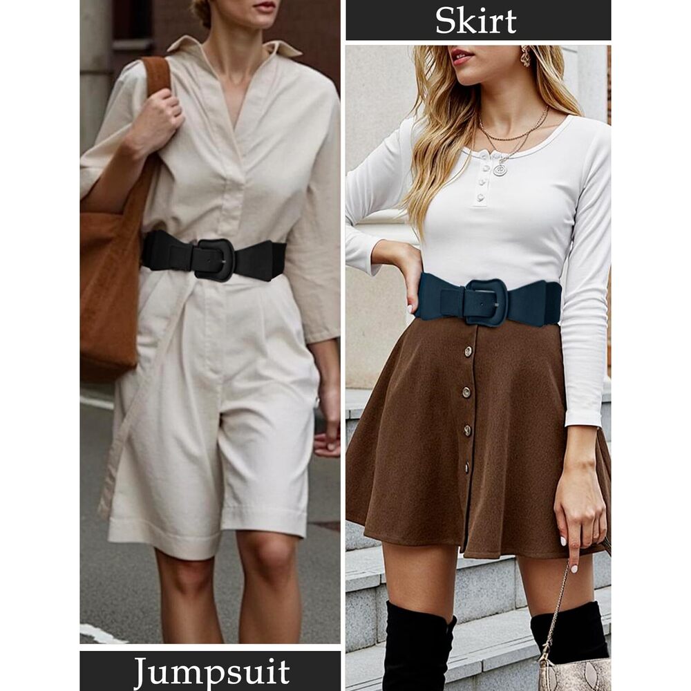 1124 3 Pack Suede Womens Elastic Wide Belts For Dresses Fashion - Picture 6 of 9